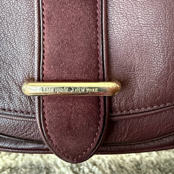 Kate Spade Marsi Hunts Place Burgundy Leather Saddle Bag - Leather and Suede - Picture 5 of 8